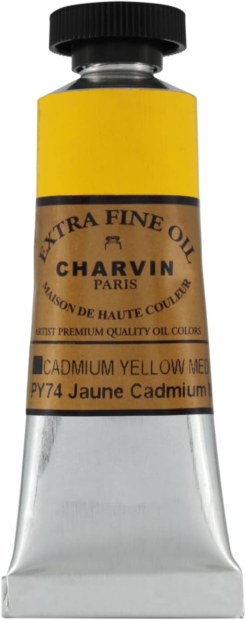 Charvin Extra Fine Oil Paint, Cadmium Yellow Medium 20 mL - Triple-Milled, Rich Texture, Poppy Oil-Based, Light-Fast, Handmade, Archival Quality