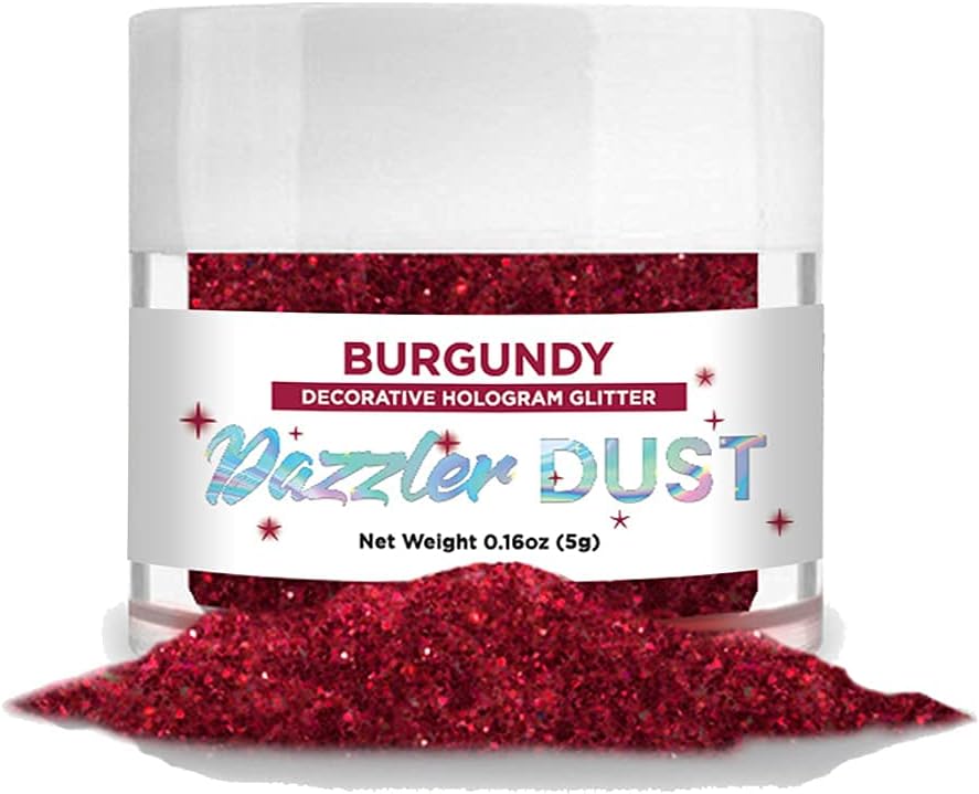 BAKELL Burgundy Red Art & Craft Glitter, 5g Jar | Dazzler DUST | Non-Toxic Decorating Glitter | Arts, Crafts, Slime, Glue, Paint, Face & Body (Burgundy Red)