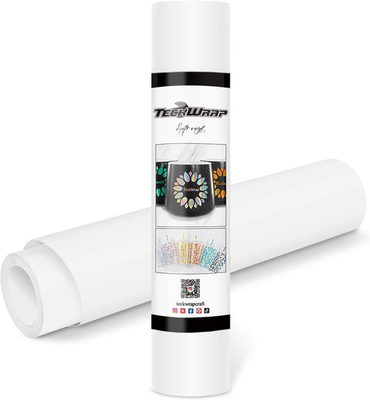 TECKWRAP Permanent Adhesive Vinyl 12" x 10ft, Matte White