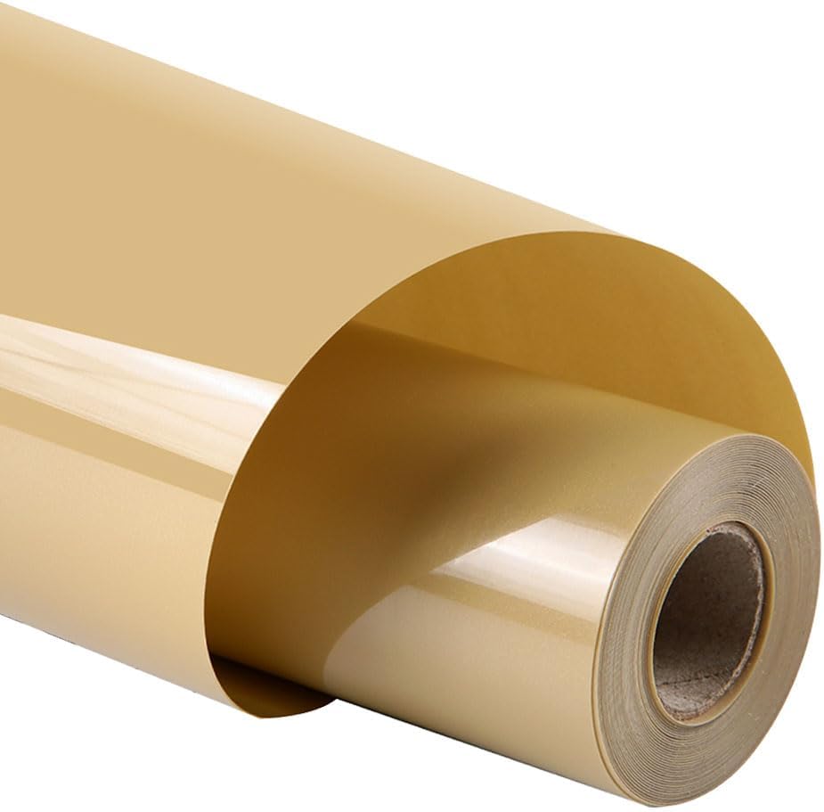 guangyintong Soil Golden Heat Transfer Vinyl HTV Rolls, 12" x 8ft Soil Golden Iron on Vinyl for T-Shirts Glossy Surface HTV Vinyl for All Cutter Machines Easy to Cut & Weed for Heat Vinyl Design