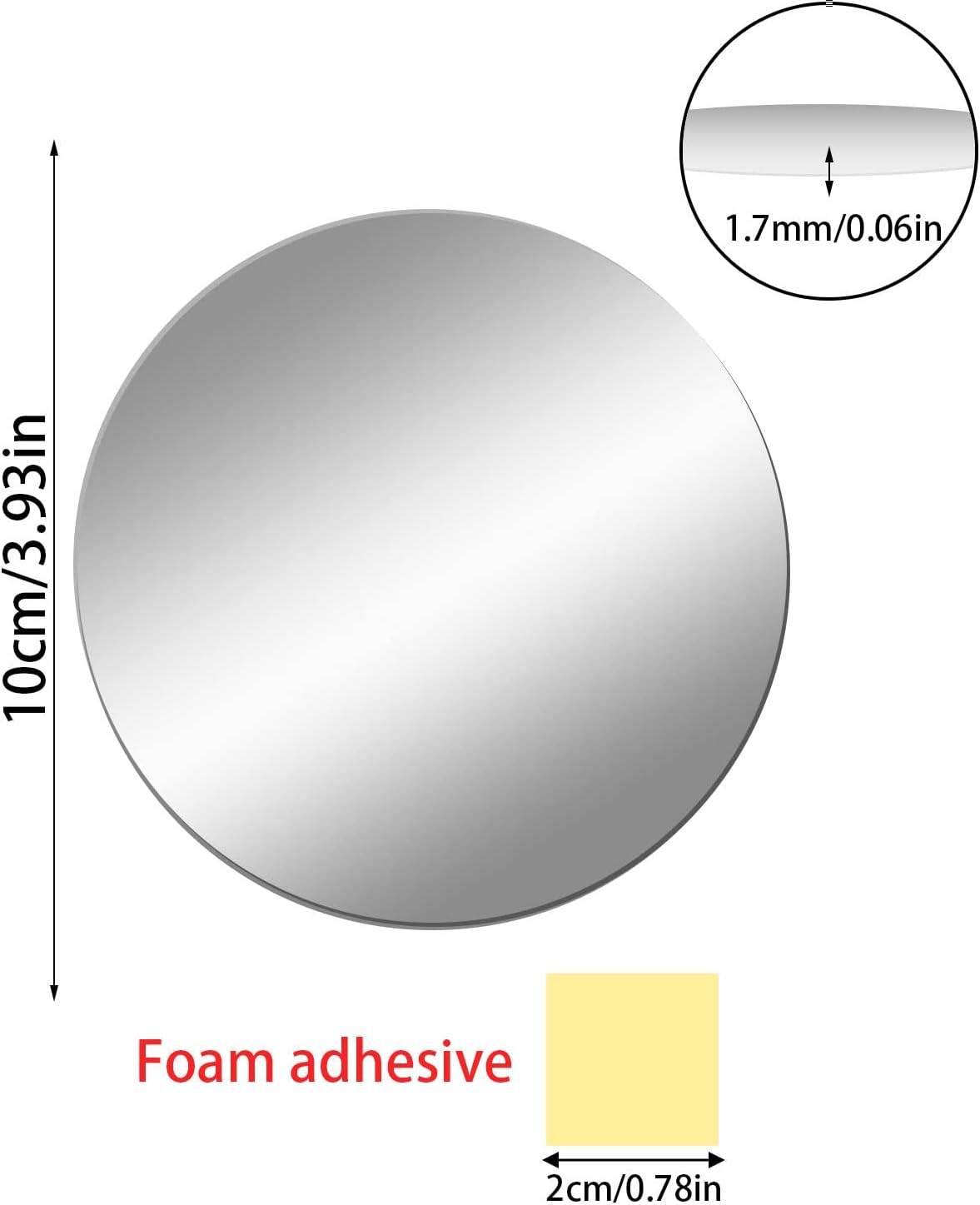 DARENYI 20Pcs Glass Round Mirror Tiles, 4 inch Small Circle Mirrors Self Adhesive Mirror Stickers Glass Mirror Plates, Mirror Sheets for Walls Decor Wedding Table Centerpieces DIY Crafts Mosaic