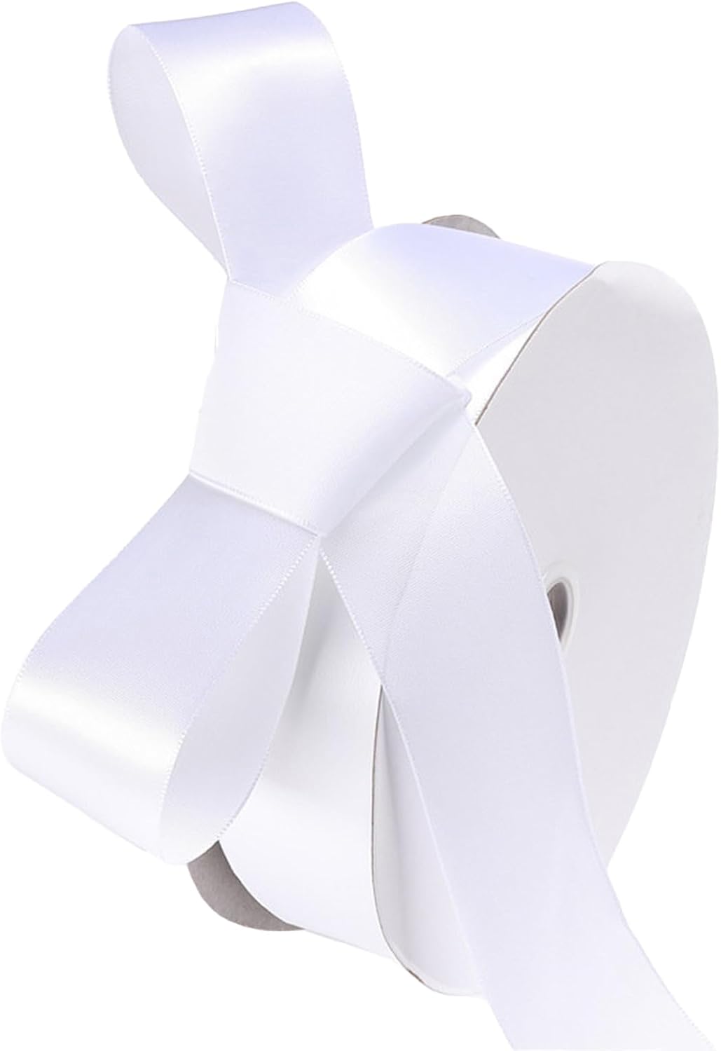 1-1/2" x 50 Yards White Polyester Satin Ribbon Single Faced Fabric Ribbons for Gift Wrapping, Crafting, Floral Arrangements, Flower Bouquet, Wedding, Home Decor