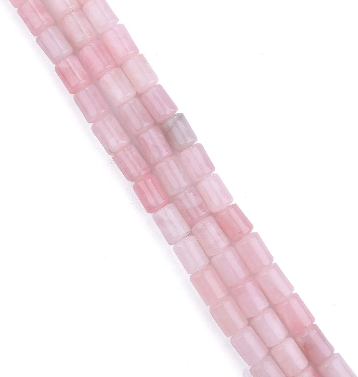 Natural Rose Quartz Crystal Cylinder Stone Loose Semi Gemstone Beads for Jewelry Making 10mmx14mm 38cm