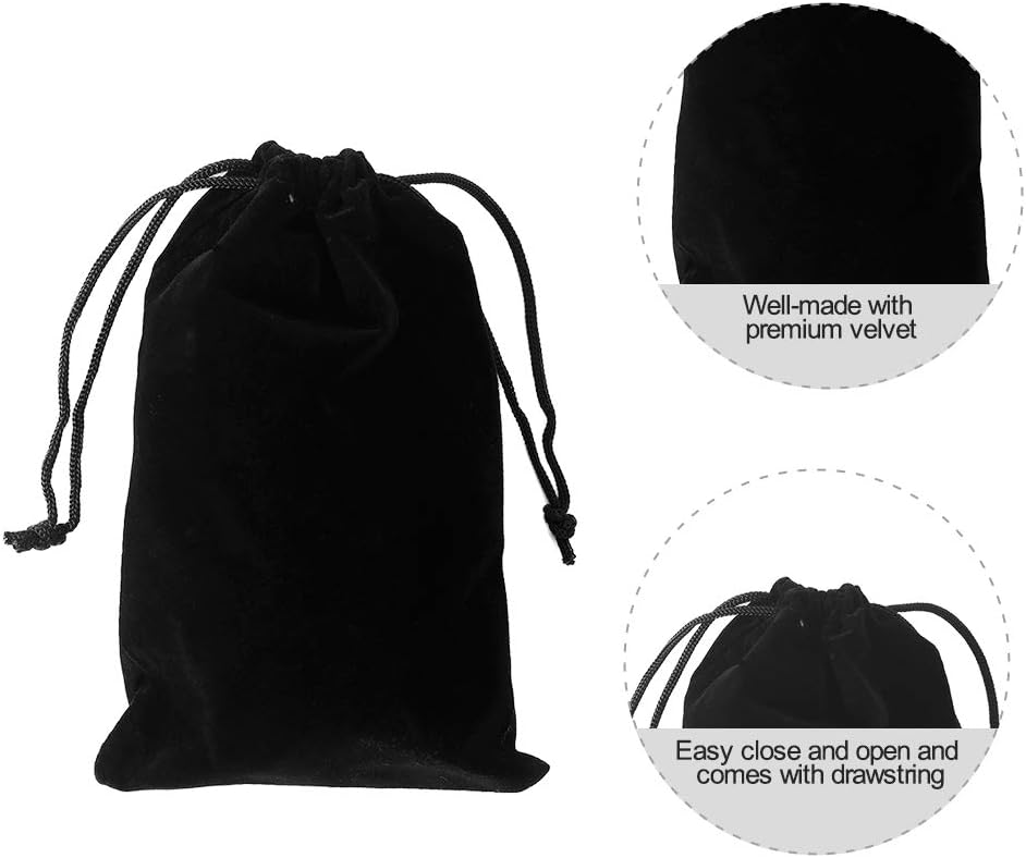 HRX Package 20pcs Velvet Drawstring Bags, 5x7 inches Velvet Pouches for Jewelry Gift Packaging (Black)