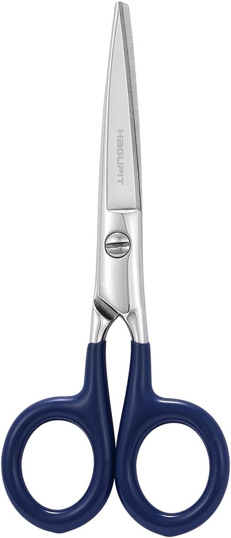 Small Sharp Embroidery Scissors - 5" Precision Tiny Stainless Steel Detail Needlework Shears for Sewing Trimming Fabric Thread Yarn, Comfort Blue Grip Stitchwork Scissors