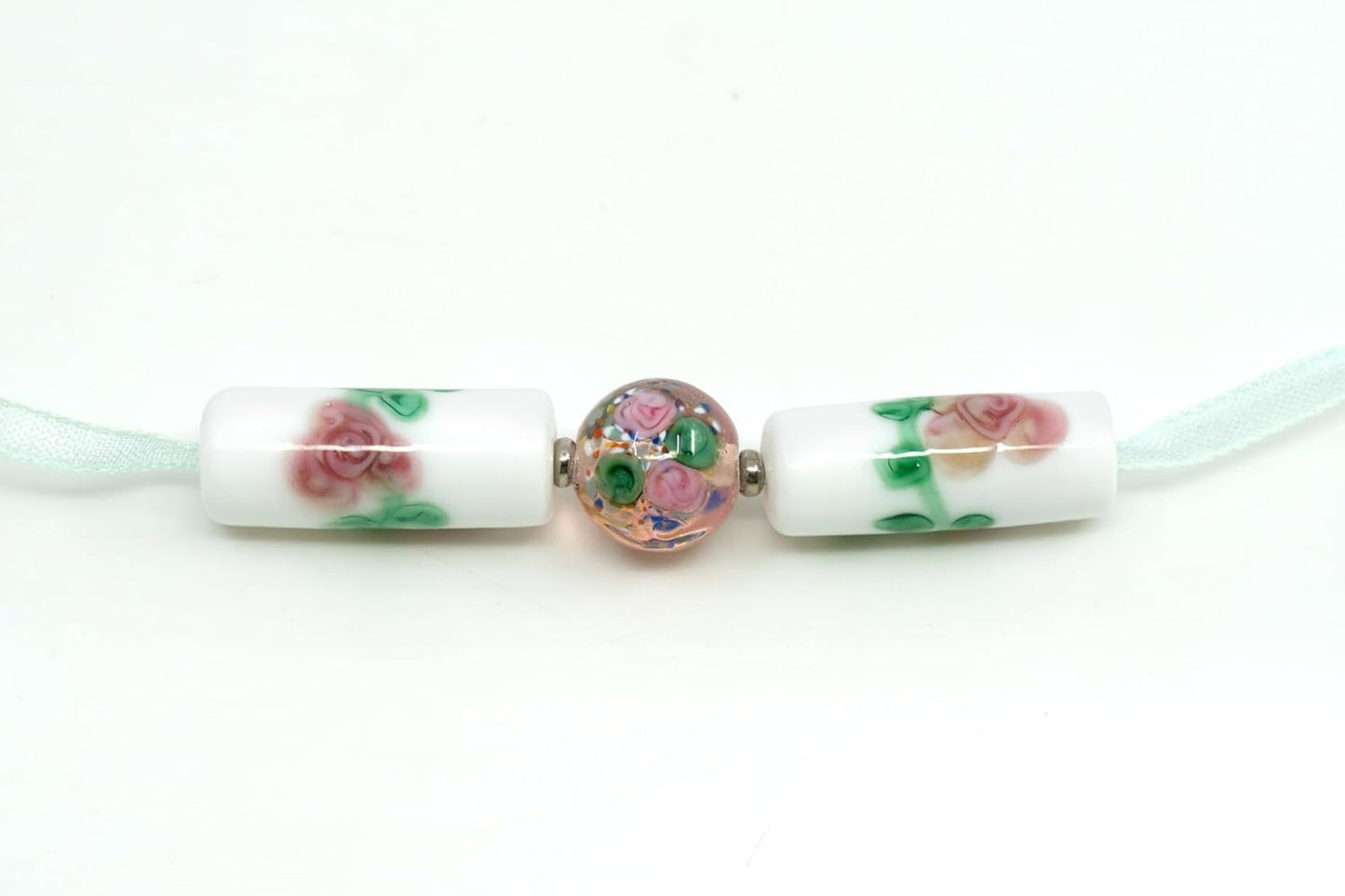 10 pcs Mix of Bohemia Lampwork Czech Glass Beads with Flowers, Hand Made Set Kit, LW 001
