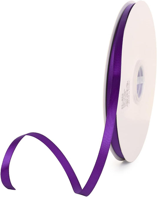 1/4" x 100 Yards Regal Purple Polyester Satin Ribbon Single Faced Bulk Fabric Ribbons for Gift Wrapping, Crafting and DIY Projects, Hair Accessories, Tiny Bows