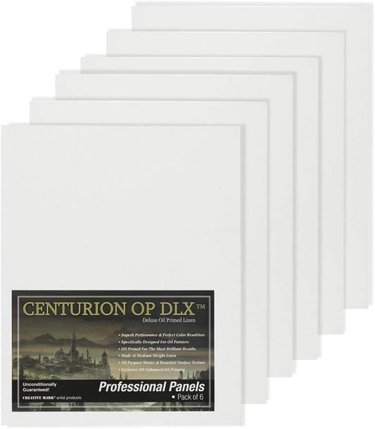 Centurion Deluxe Professional Oil Primed Archival Linen Panels - Enhanced Oil Priming for Superb Performance & Color Retention - [6 Pack - 9x12"]