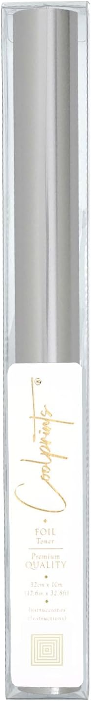 Coolprints Foil for Laminator and Laser Printer, Foil for Toner, Basic Colors, Roll of 12.6 Inches x 32.8 Feet (Matte Silver)