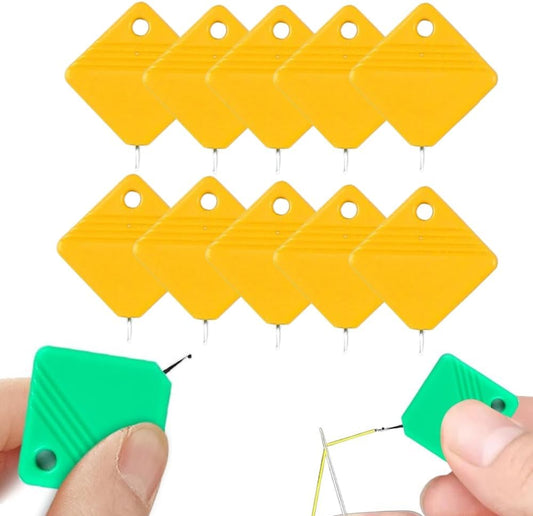 Automatic Needle Threaders for Hand Sewing, 2025 Upgrade Embroidery Floss, Sewing Machine Needle Threader, Sewing Supplies Tool, Fits All Needle Sizes (10, Yellow)
