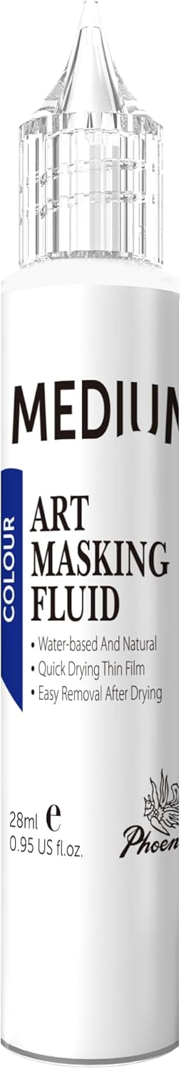 AUREUO Masking Fluid for Watercolor Painting - 28ml / 0.95 fl Oz Liquid Masking Fluid Pen Water Color Medium Art Supplies for Artists