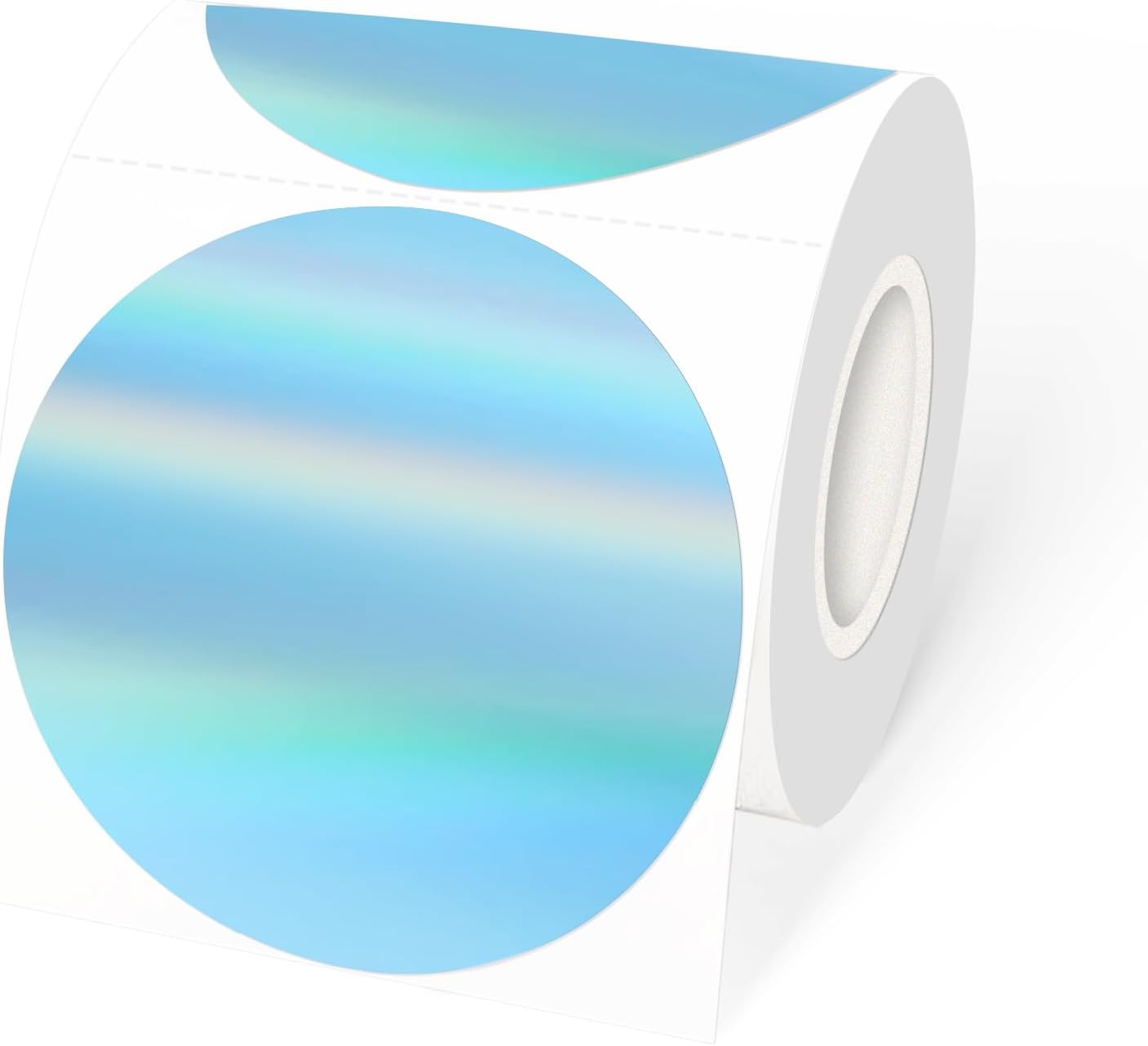 3" Holographic Direct Thermal Label Stickers, Round Printable Rainbow Glitter Thermal Printer Sticker Labels for Gift Wrapping, Self-Adhesive DIY Custom Logo Design- Holographic Blue