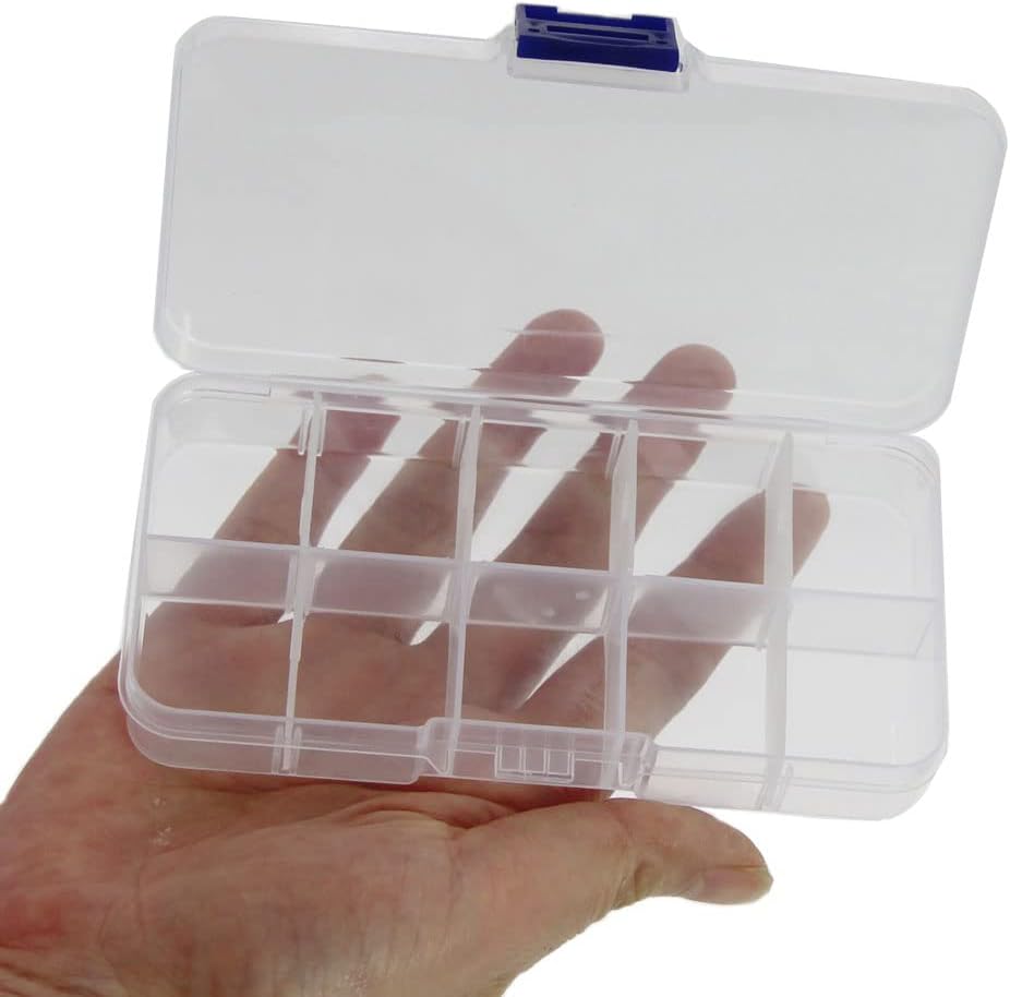 20 packs Plastic Organizer Box 10 Grids Clear Storage Container Jewelry Case with Fixed Dividers for Beads Art DIY Crafts Jewelry Fishing Tackles (20pcs 10 Grids Box)