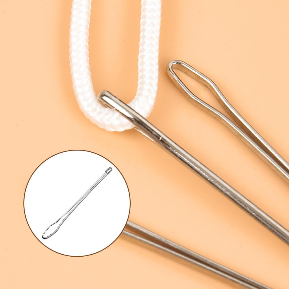 8 PCS DIY Rope Threader Clip, Drawstring Threader Tool Set, Sewing Loop Turner Hooks Metal Easy Pull Drawstring Threader with Tweezer Sewing Tool for Drawstring Replacement for Hoodies, Shorts, Pants