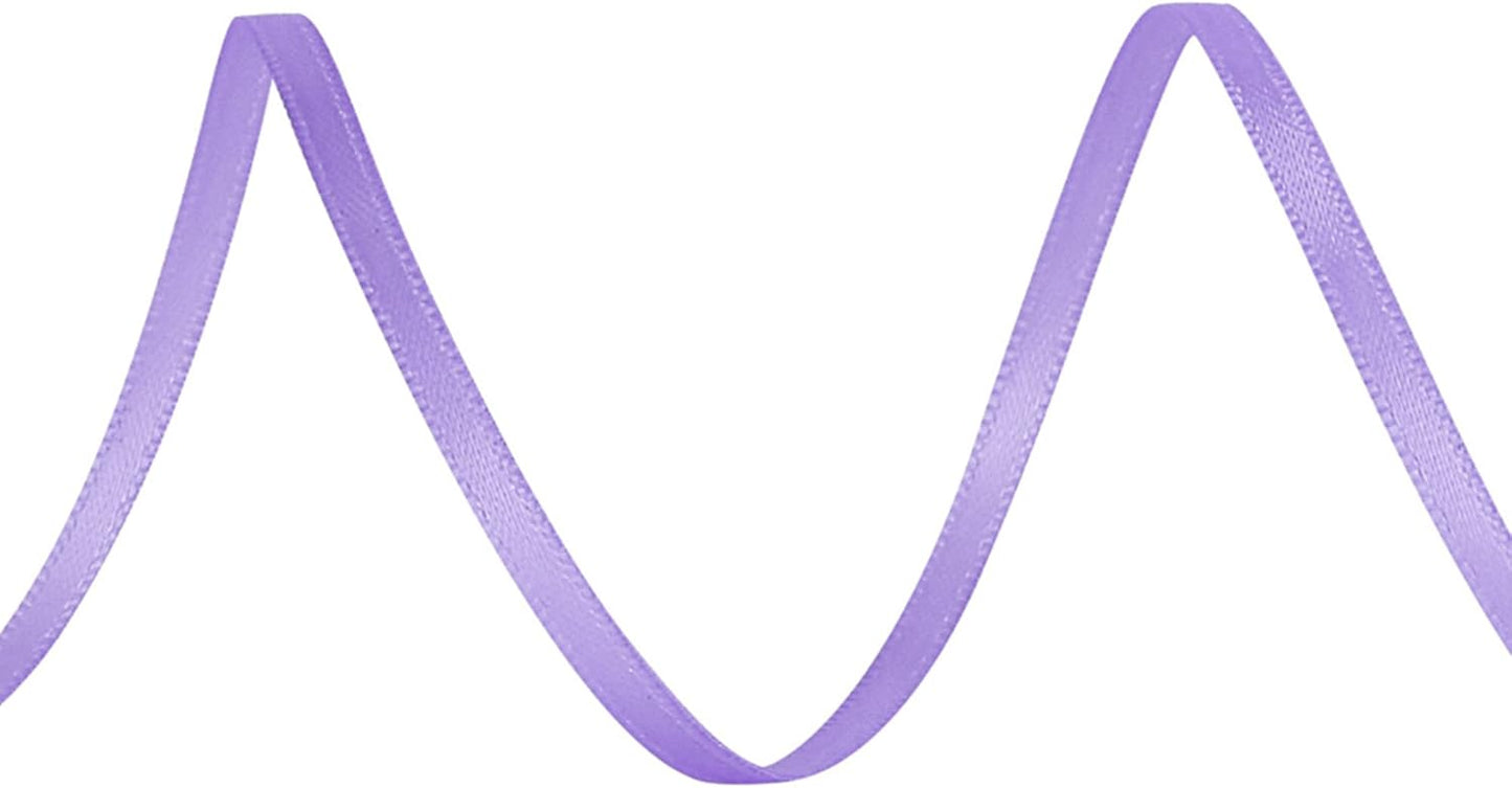 LIUYAXI Light Purple Double Faced Satin Ribbon, 1/8" X Continuous 100 Yards, Thin Ribbons Perfect for Gift Wrapping Wedding Invitation Card Hair Bows Tag Floral Arrangement DIY Craft
