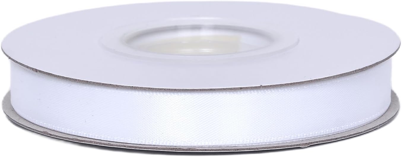 YAMA White Double Faced Satin Ribbon 1/2 Inch 25 Yards Thin White Fabric Ribbons for Gift Wrapping Crafts Bows Wedding Party Christmas Decoration Floral Arrangement