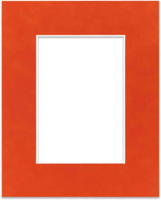 Poster Palooza 11x14 Mat Bevel Cut for 8.5x11 Photos - Acid Free Orange Suede Precut Matboard - For Pictures, Photos, Framing - 4-ply Thickness