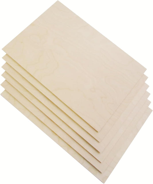 3mm 1/8" x 12" x 18" Baltic Birch Plywood, 6 Pcs Craft Wood Sheets with Grade B/BB Veneer, Perfect for DIY Projects, Laser Cutting & Engraving, Woodburining and Painting