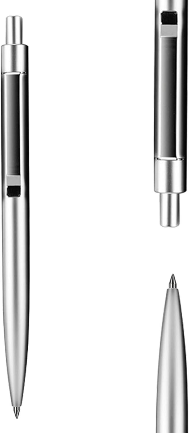 DUNBONG Silvery Metal Gel Pen, Gel Ink Ballpoint Pen, Black Ink, 0.5mm Retractable Ink Pen (Silvery)