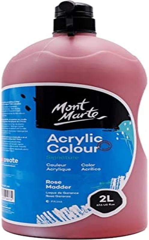 Mont Marte Discovery School Acrylic, Rose Madder, 1/2 Gallon (2 Liter). Ideal for Students and Artists. Excellent Coverage and Fast Drying. Pump Lid Included.