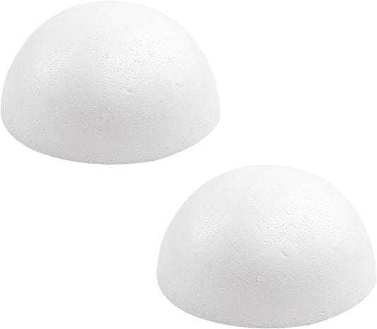 Crafjie 2PCS 8 Inchs White Foam Balls Half Round Polystyrene Half Foam Balls Craft Supplies Hemispherical Christmas Craft Ballfor DIY Home Craft Project and Art Decoration