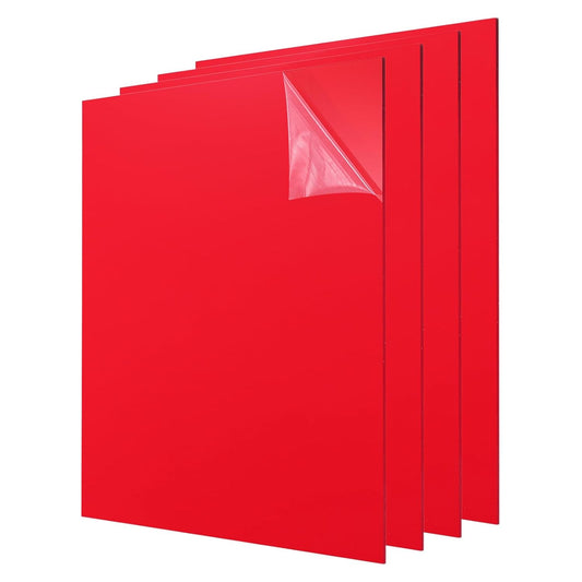uxcell 4Pcs Acrylic Sheets 8x8 Inch Acrylic Panel 1/8 Inch-3mm Plastic Board for Picture Frames Sign Holders DIY Display Projects Craft, Red
