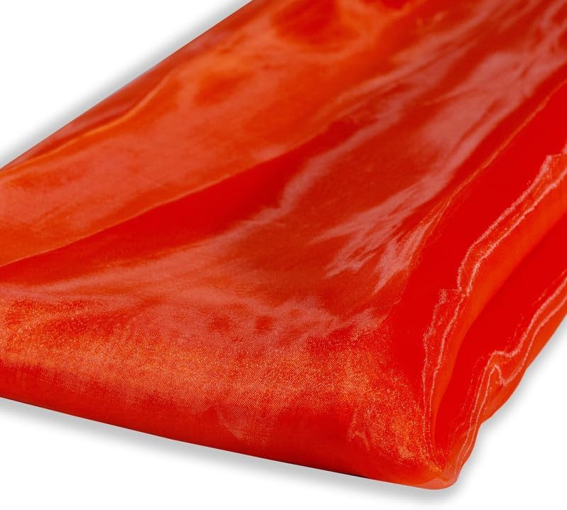 Fynite Orange Organza Fabric by The Yard | 10 Yard Long | 44" Wide | Bridal Soft Sheer Organza Tulle for DIY Wedding Dress Fashion Craft Decorations