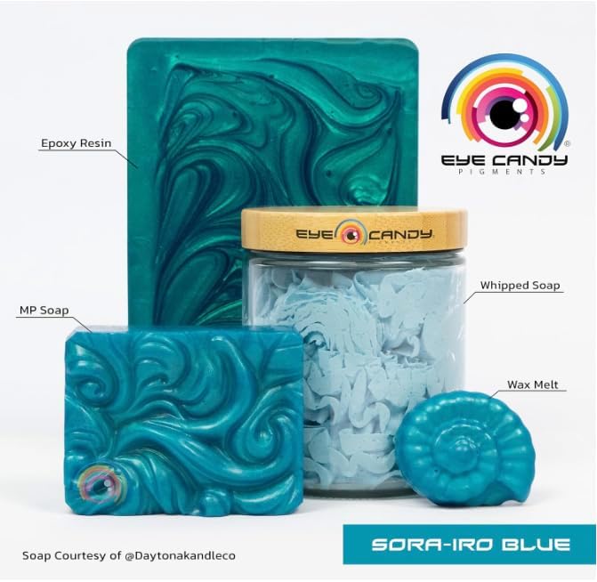 Eye Candy Pigments Premium Blue Mica Powder - Sora-IRO Blue (50gr) - for Epoxy, Resin, Soap, Paint, Woodworking, Acrylic Pouring, Bath Bombs, Fishing Lures - DIY Arts and Crafts Additive