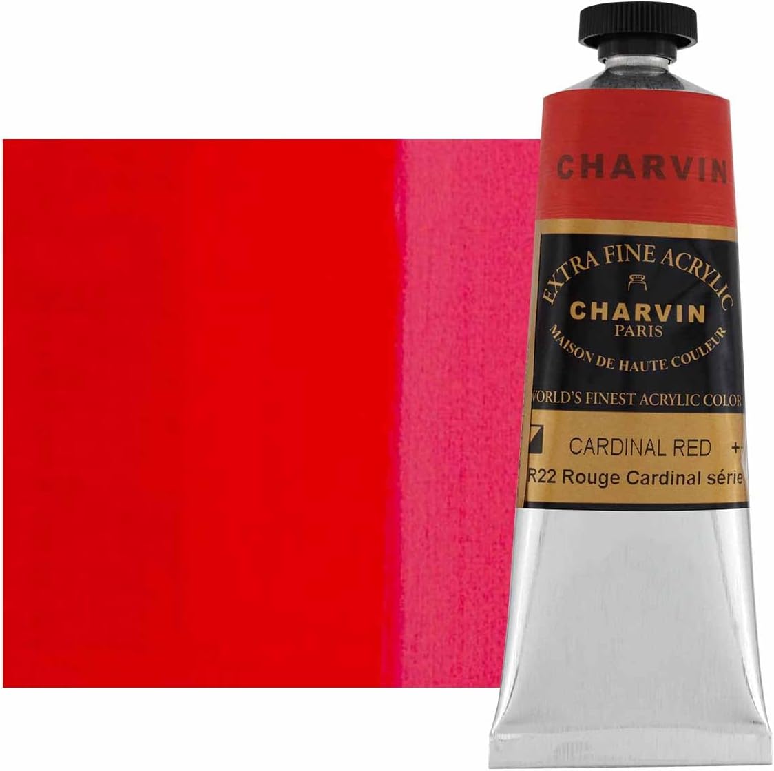 Charvin Extra Fine Professional Acrylic Paint - Cardinal Red, 150ml Tube, Triple-Milled, Lightfast Pigments, Open Stock Artist Acrylic Paints in Nature-Inspired Hues