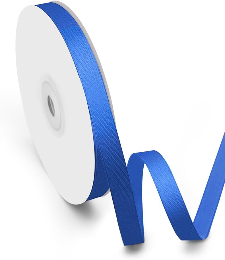 3/8" Width x 50 Yards Satin Fabric Ribbon, Royal Blue Ribbon Perfect for DIY Bows, Swags, Gift Wrapping, Craft, Flower Bouquet，Christmas and Party Decoration