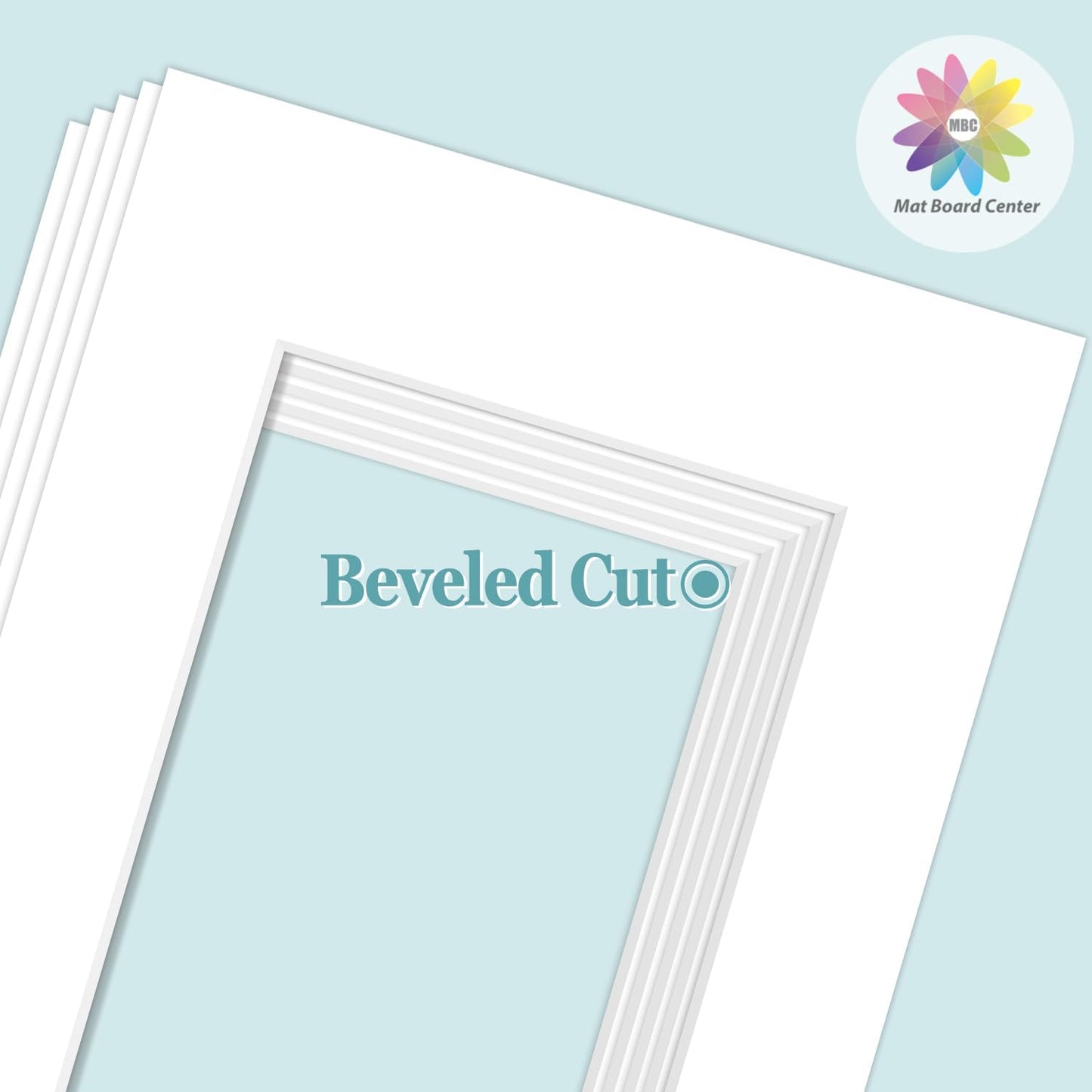 MBC Mat Board Center, 5 Pack 9X12 for 6X8 White Picture Mats Frame Mattes, Bevel Cut, Acid Free, 4-Ply Thickness
