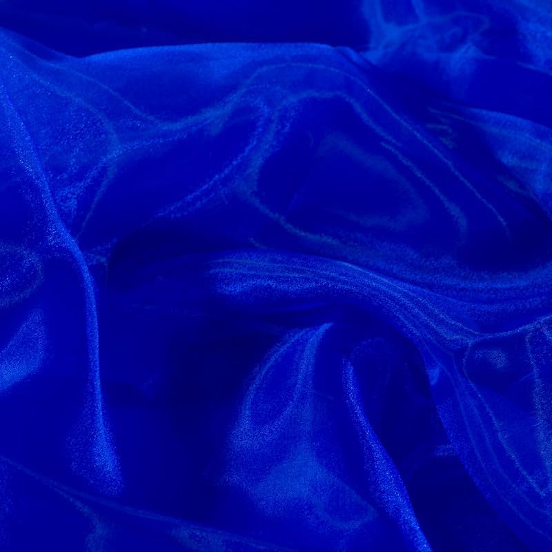 Fynite Royal Blue Organza Fabric by The Yard | 5 Yard Long | 44" Wide | Bridal Soft Sheer Organza Tulle for DIY Wedding Dress Fashion Craft Decorations