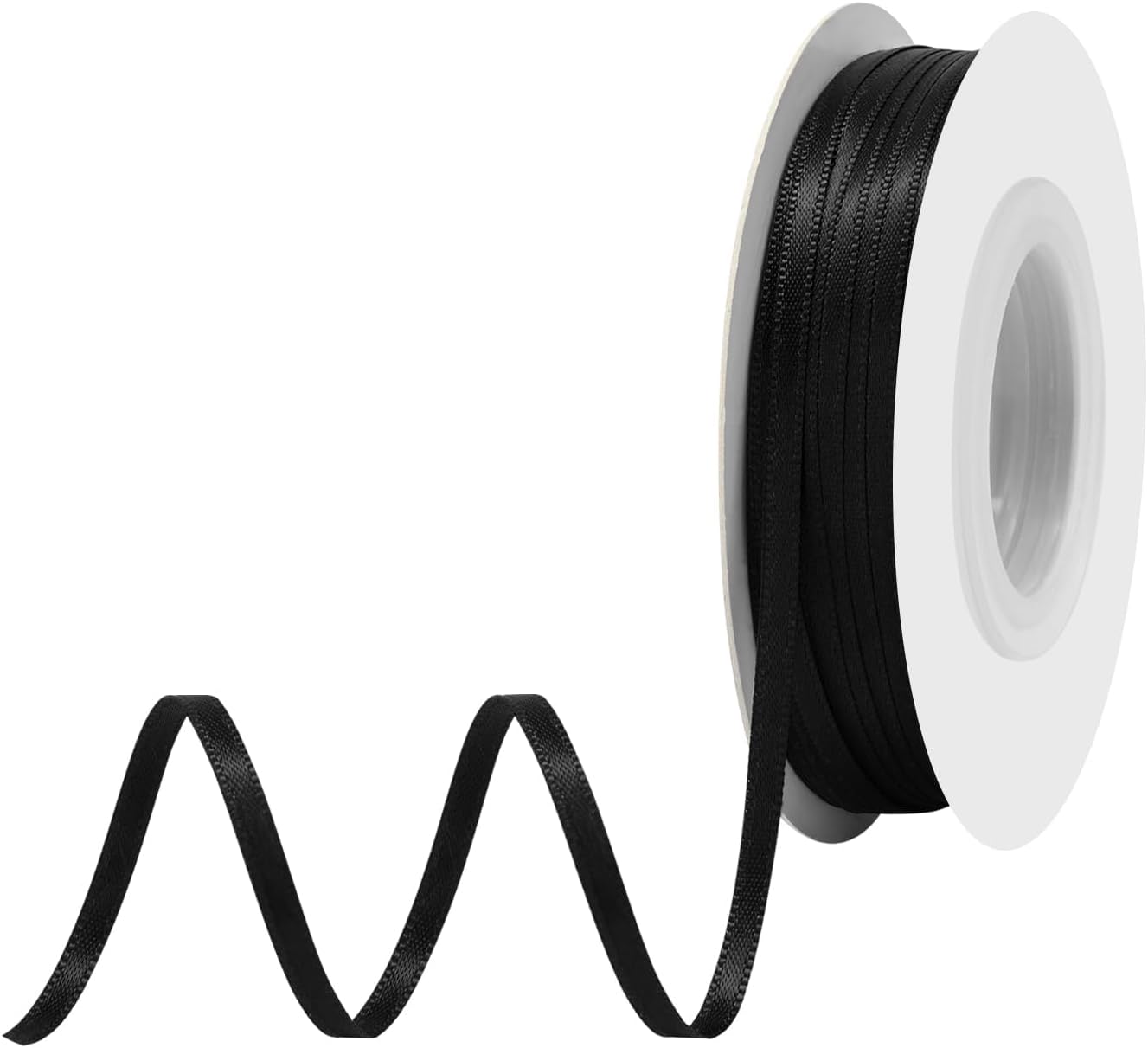 Black Satin Ribbon 1/8" X 50 Yards Solid Color Double Faced Ribbons Perfect for Crafts Wedding Decor Bow Making Arts Sewing and More