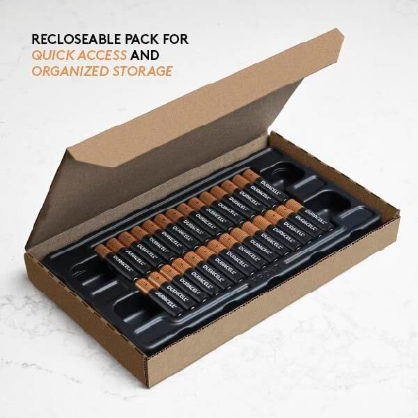 Duracell Coppertop AAA Alkaline Batteries with POWER BOOST Ingredients, 28 Count, Long-Lasting Alkaline in Re-closable Pack for Quick Access and Organized Storage