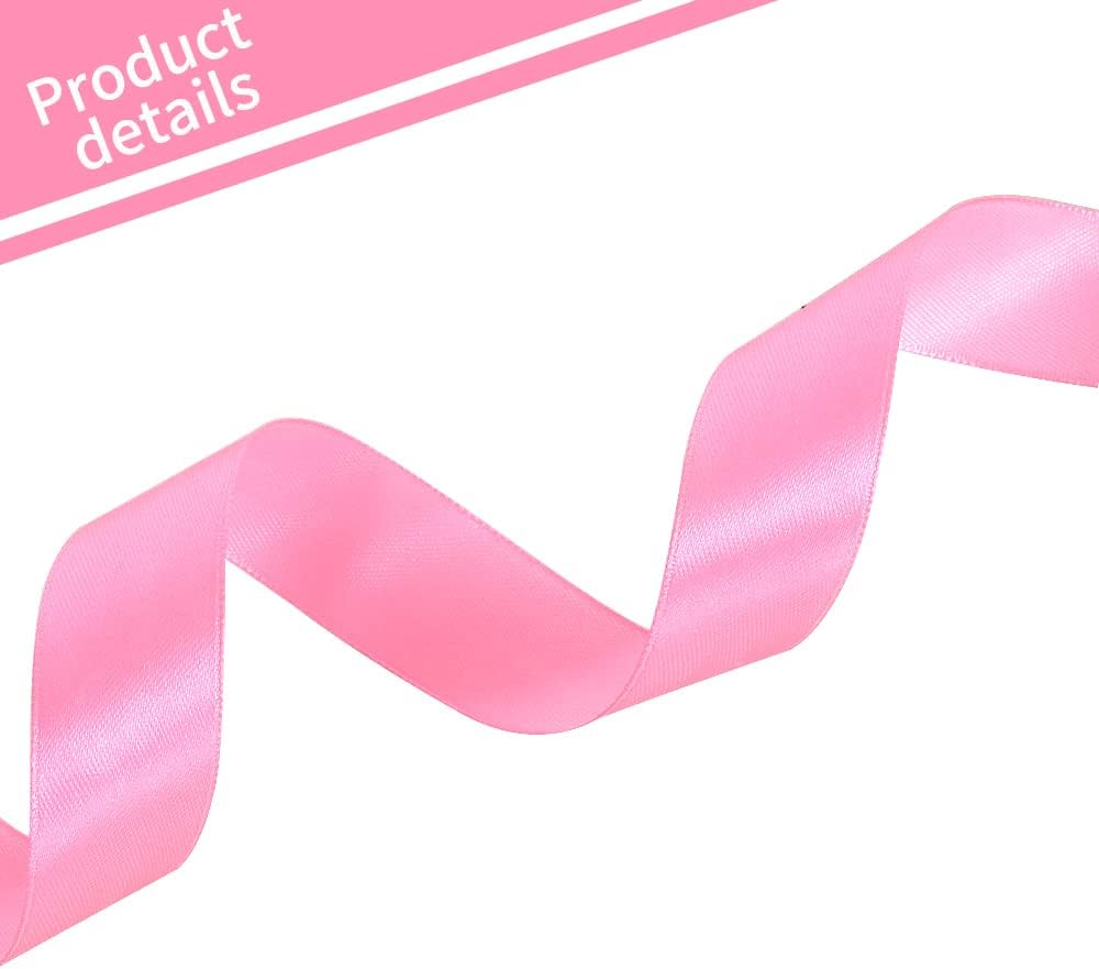 TONIFUL 1 Inch x 100yds Pink Satin Ribbon, Thin Solid Color Satin Ribbon for Gift Wrapping, Crafts, Hair Bows Making, Wedding Party Decoration, Invitation Cards, Floral Bouquets, Christmas