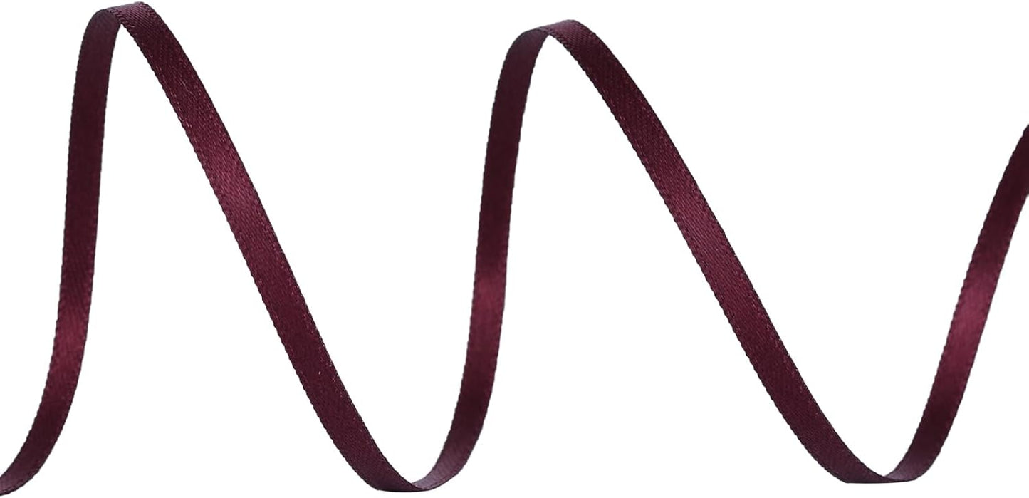 YAMA Burgundy Double Faced Satin Ribbon 1/8 Inch 100 Yards Ribbon for Gift Wrapping Crafts Hair Bows Wedding Party Decoration