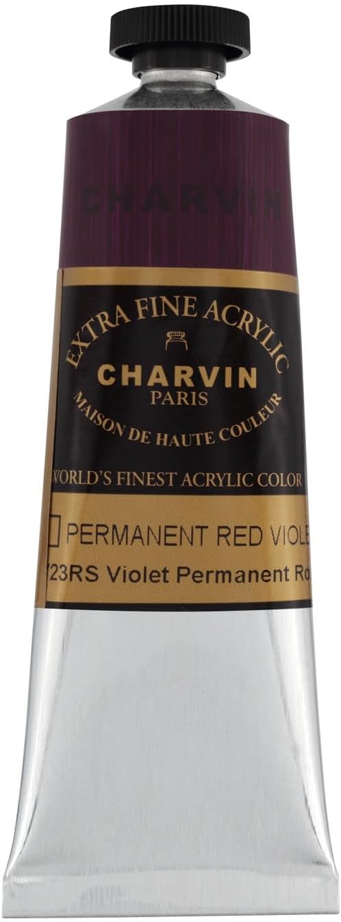 Charvin Extra Fine Professional Acrylic Paint - Permanent Red Violet, 60ml Tube, Triple-Milled, Lightfast Pigments, Open Stock Artist Acrylic Paints in Nature-Inspired Hues