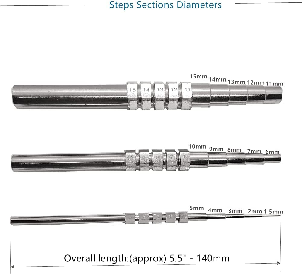 MMoon-L&F Wire Looping Wrapping Step Mandel Steel Round Bead Working Loop Jump Ring Metal Jewelry Forming Tool with 3pcs and 15 Sizes