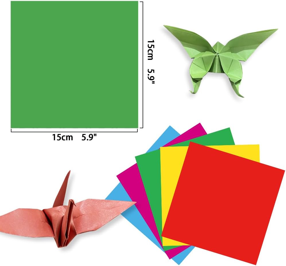 Square Origami Paper 6x6 Double Sided 50 Sheets 50 Colors 70GSM Origami Kit Japanese Chiyo Easy Fold Arts Crafts DIY Handwork Beginner Solid Color