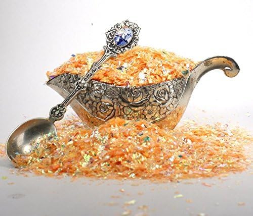 Golden Orange Iridescent Ice Flakes Glitter Flakes for Nail Art - Lightweight Holographic Polyester - 311-4373 - 1/2 oz (14 grams)