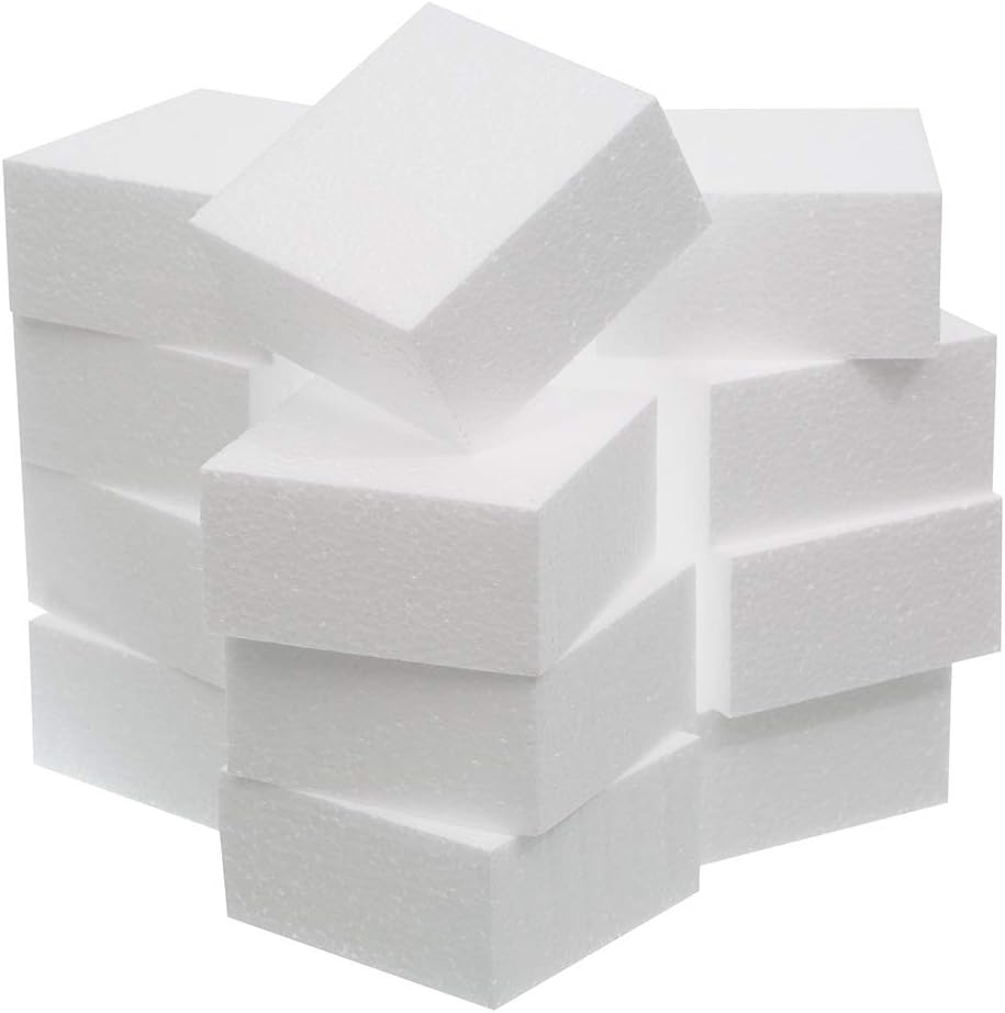 Crafare 4X4X2 Inch Craft Foam Blocks 12 Pack Polystyrene Foam Square Blocks for School Art Modeling Projects Sculptures,Floral Arrangements Wedding Table Centerpieces