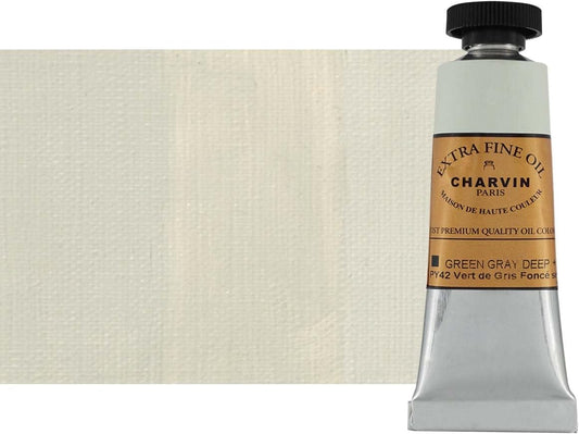 Charvin Extra Fine Oil Paint, Green Grey Dark 20 ml - Triple-Milled, Rich Texture, Poppy Oil-Based, Light-Fast, Handmade, Archival Quality