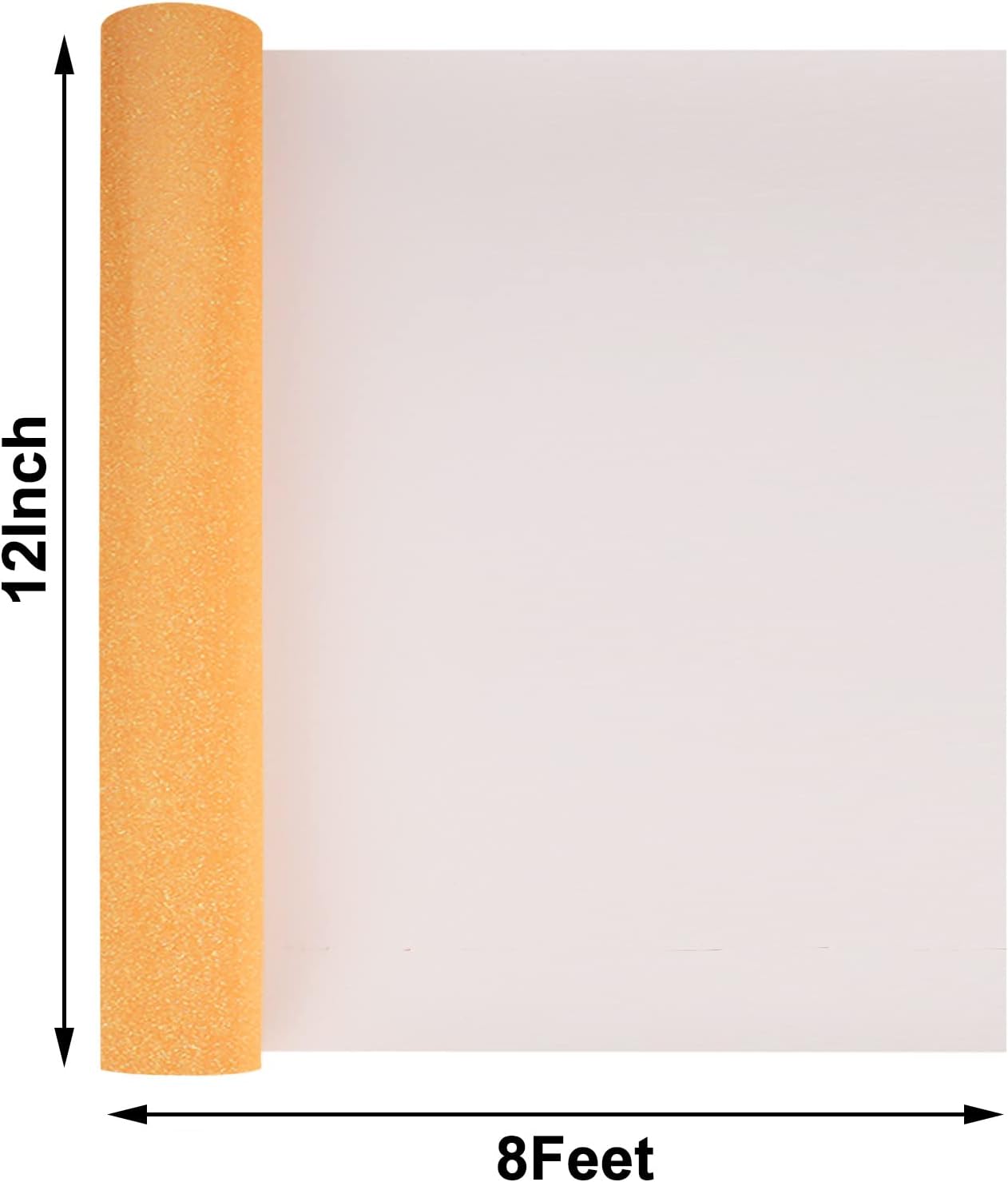 FUNKAKA Glitter Fluorescent Orange HTV Heat Transfer Vinyl Rolls, 12" x 8ft PU Iron on Vinyl for T-Shirts Glitter HTV Vinyl for All Cutter Machines Easy to Cut & Weed for DIY Design