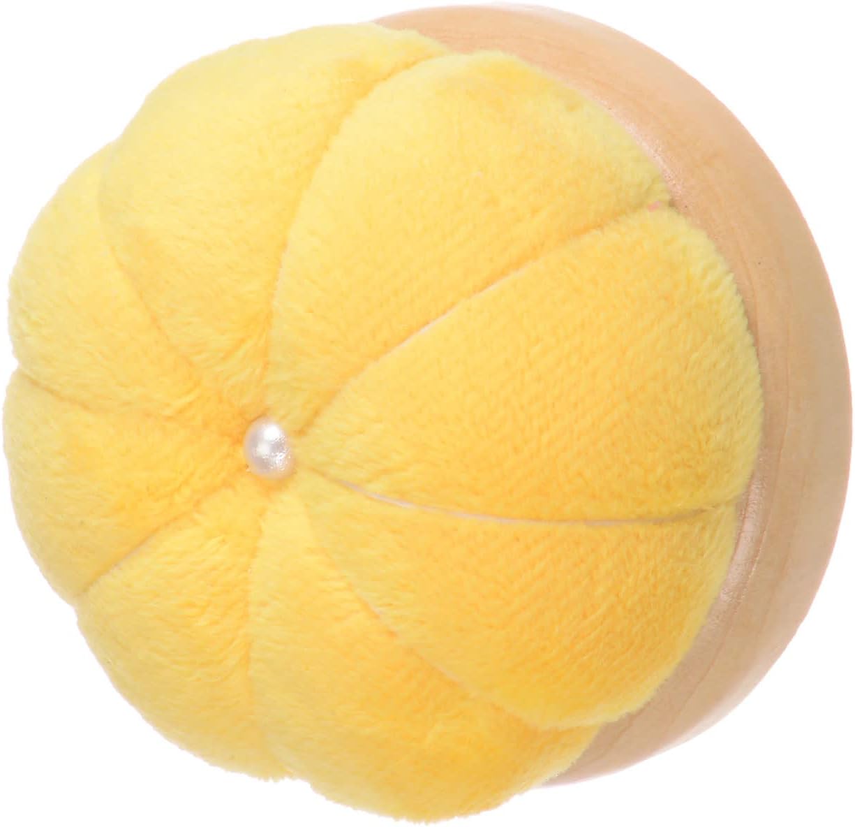 HARFINGTON Wooden Base Needle Pincushions Japanese Style Pin Cushions Round Pin Cushion Needle Holder for Sewing Quilting Needlework DIY Crafts, Yellow