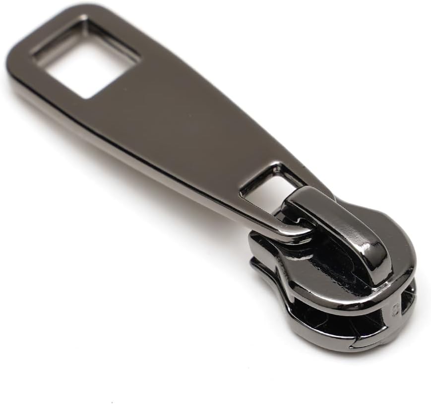 AKTIOIN Metal Zipper Repair Kit for Jackets, Luggage, Bags, Backpack, No Sewing Required Detachable Zip Heads Zipper Pull Replacement (Black, #8)