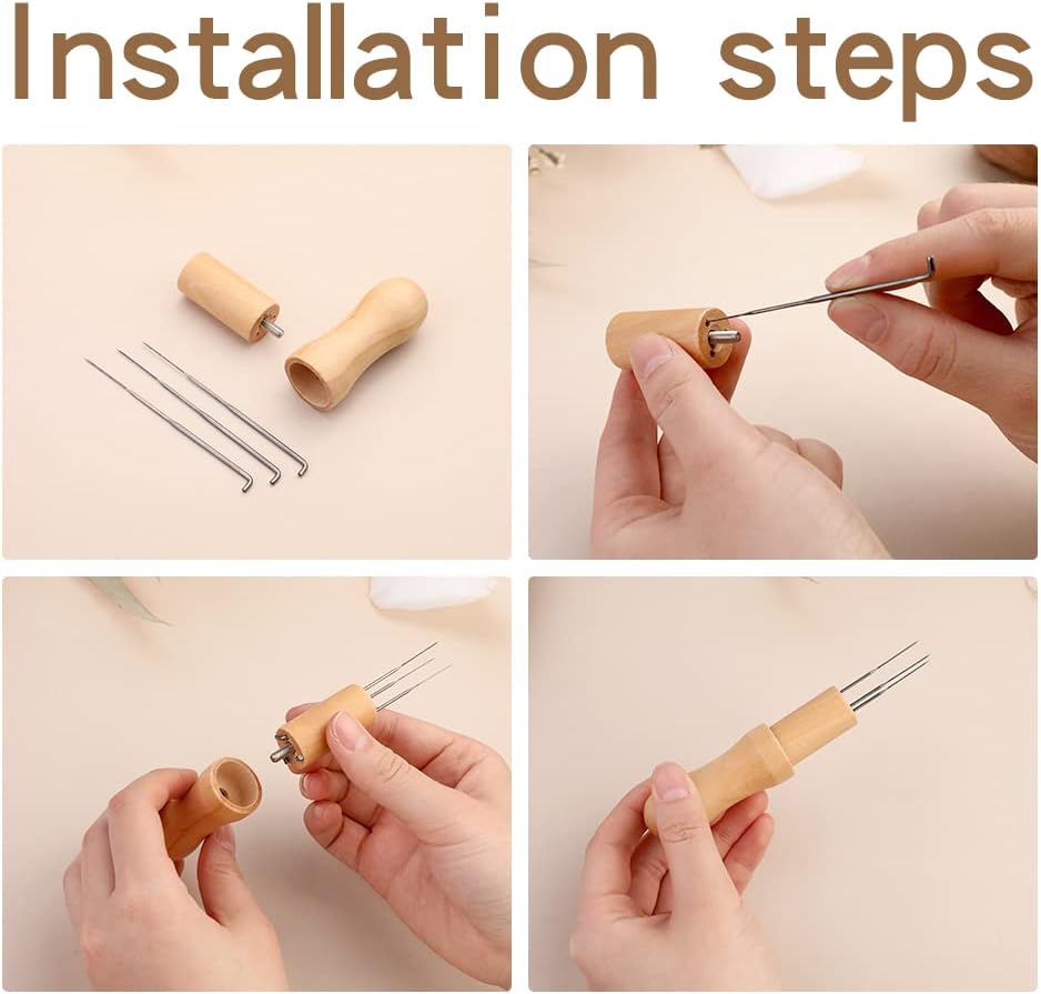 WONVOC Needle Felting Pad, 9.44 x 9.44 x 1.38 Inch, Grey Sponge Needle Felting Mat with Felting Needle Tool with 3 Needles Accommodates Any Felting Project