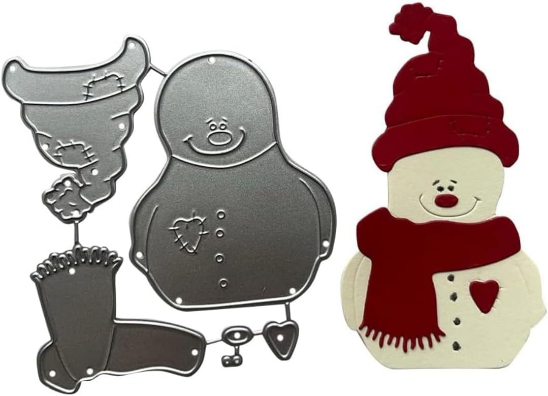 Mvchifay Cutting Dies for Card Making Metal Die-Cuts Scrapbooking Tool Hollow Frame DIY Craft Punch Template Embossing for Paper Album Decor (6 Pcs Snowman-9.4x6.2cm)