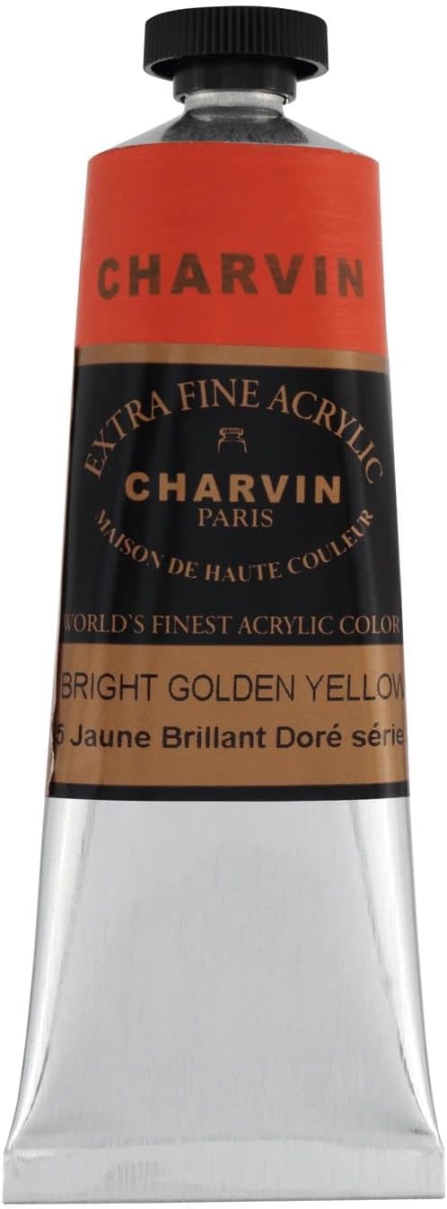 Charvin Extra Fine Professional Acrylic Paint - Bright Golden Yellow, 60ml Tube, Triple-Milled, Lightfast Pigments, Open Stock Artist Acrylic Paints in Nature-Inspired Hues