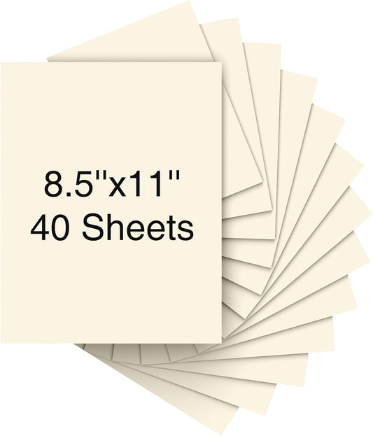 Cardstock 8.5 x 11 Inch 40 Sheets 190 gsm Heavyweight Card Stock Paper Off White Cardstock Printer Paper Perfect for Wedding Invitations, DIY Cards, Postcards, Photos, Art and Crafts