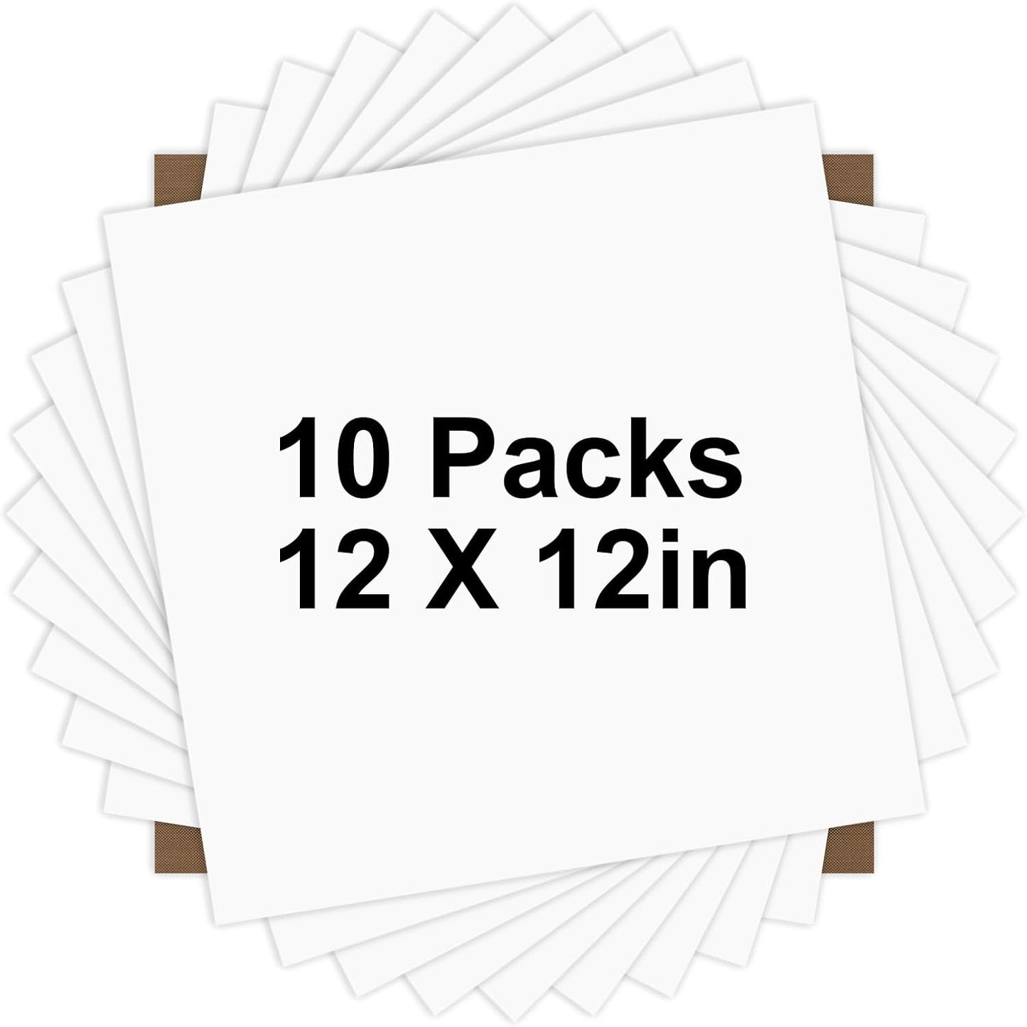 HTVRONT White HTV Heat Transfer Vinyl Bundle: 10 Pack 12"x12" Iron on for T-Shirt (1 PTFE Sheet Included), PU HTV Easy to Cut & Weed for Heat Design